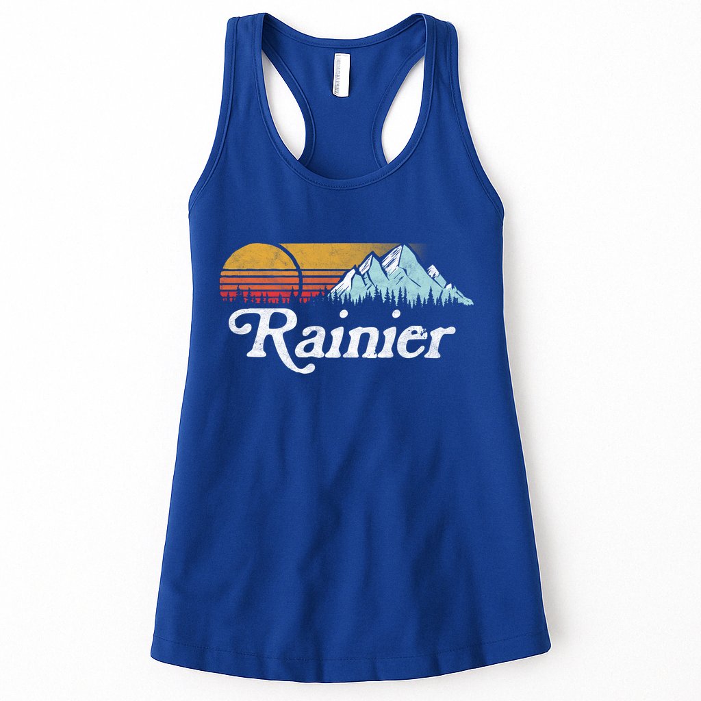 Retro Vibe Mount Rainier Gift Vintage Mountains And Sun Womens Tank Top