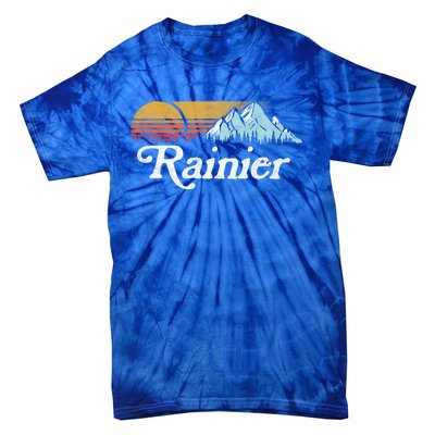 Retro Vibe Mount Rainier Gift Vintage Mountains And Sun Tie-Dye T-Shirt