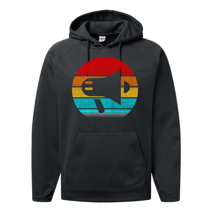 Retro Vintage Megaphone Performance Fleece Hoodie