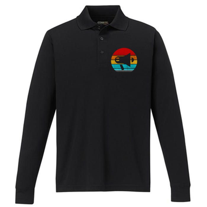 Retro Vintage Megaphone Performance Long Sleeve Polo