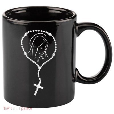 Rosary Virgin Mary God Jesus Faith Religious Catholic Gift 11oz C Handle Ceramic Mug
