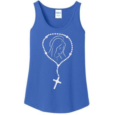 Rosary Virgin Mary God Jesus Faith Religious Catholic Gift Ladies Essential Tank