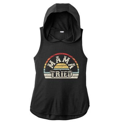 Retro Vintage Mama Tried Country Outlaw Music Ladies PosiCharge Tri-Blend Wicking Draft Hoodie Tank