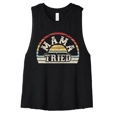 Retro Vintage Mama Tried Country Outlaw Music Women's Racerback Cropped Tank