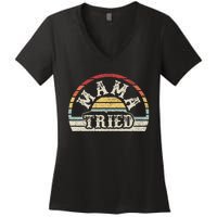 Retro Vintage Mama Tried Country Outlaw Music Women's V-Neck T-Shirt