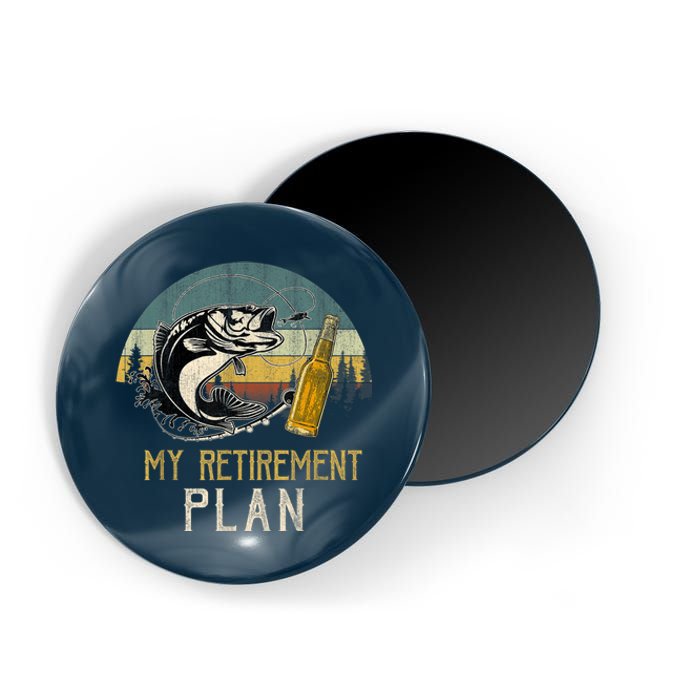 Retro Vintage My Retirement Plan Drinking Beer And Fishing Magnet