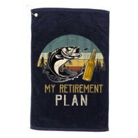 Retro Vintage My Retirement Plan Drinking Beer And Fishing Platinum Collection Golf Towel