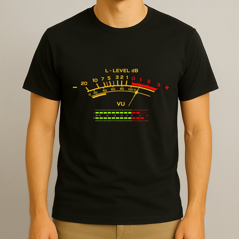 Retro Vu Meter Vintage Hifi Audio Stereo Music Sound T-Shirt