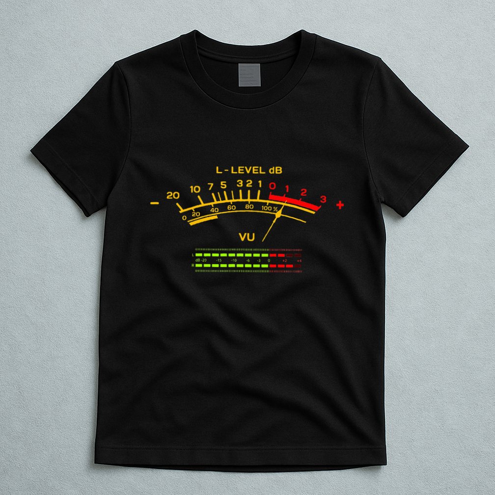 Retro Vu Meter Vintage Hifi Audio Stereo Music Sound T-Shirt