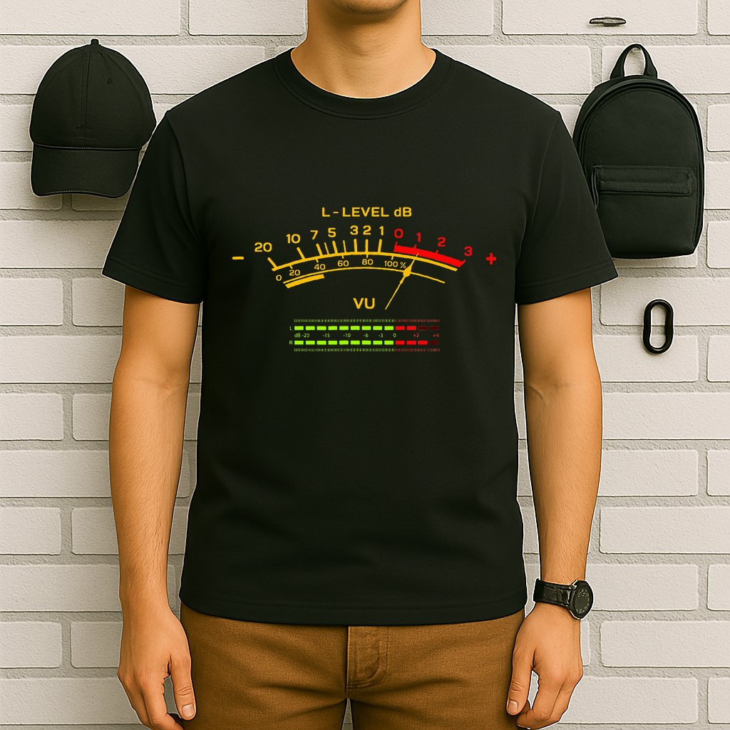 Retro Vu Meter Vintage Hifi Audio Stereo Music Sound T-Shirt