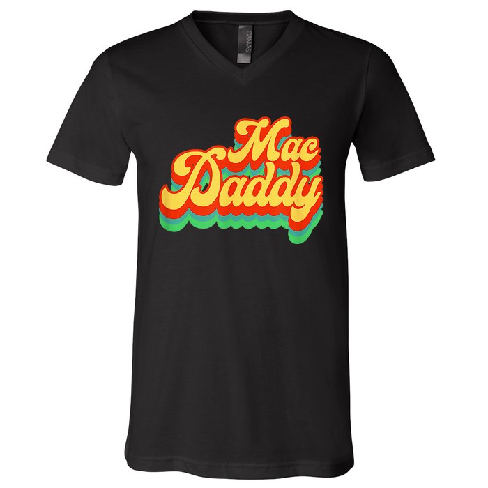 Retro Vintage Mac Daddy Funk Disco Party V-Neck T-Shirt