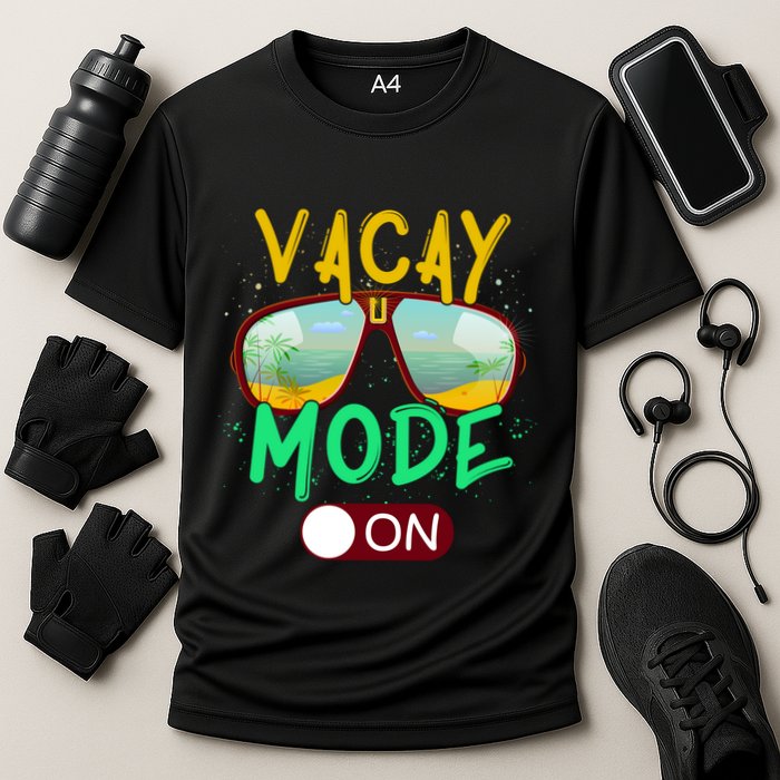 Retro Vacay Mode On Sunglasses Beach Swimming Summer Vibes Great Gift Cooling Performance Crew T-Shirt