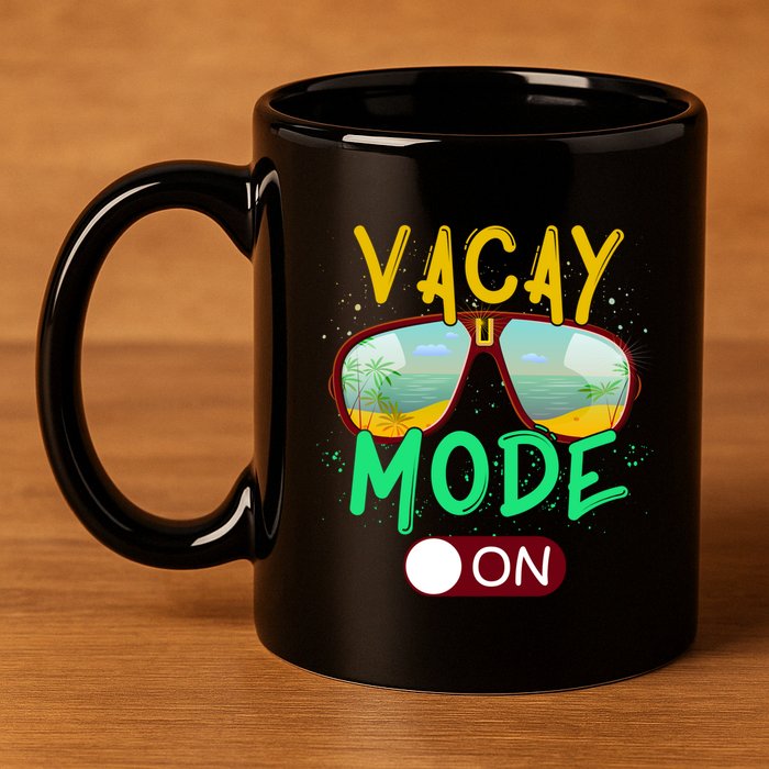 Retro Vacay Mode On Sunglasses Beach Swimming Summer Vibes Great Gift 11oz C Handle Ceramic Mug