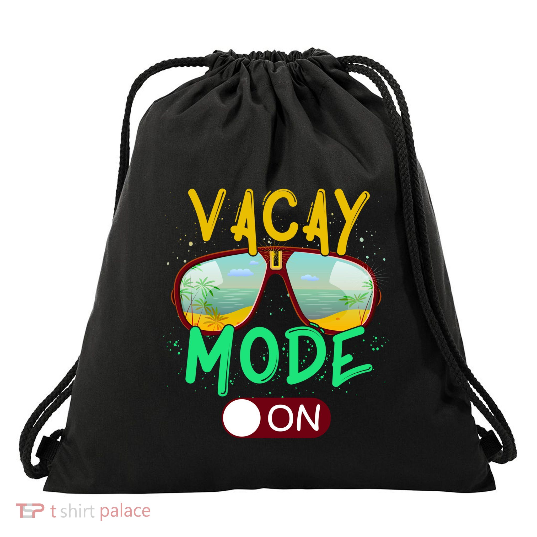 Retro Vacay Mode On Sunglasses Beach Swimming Summer Vibes Great Gift Drawstring Bag