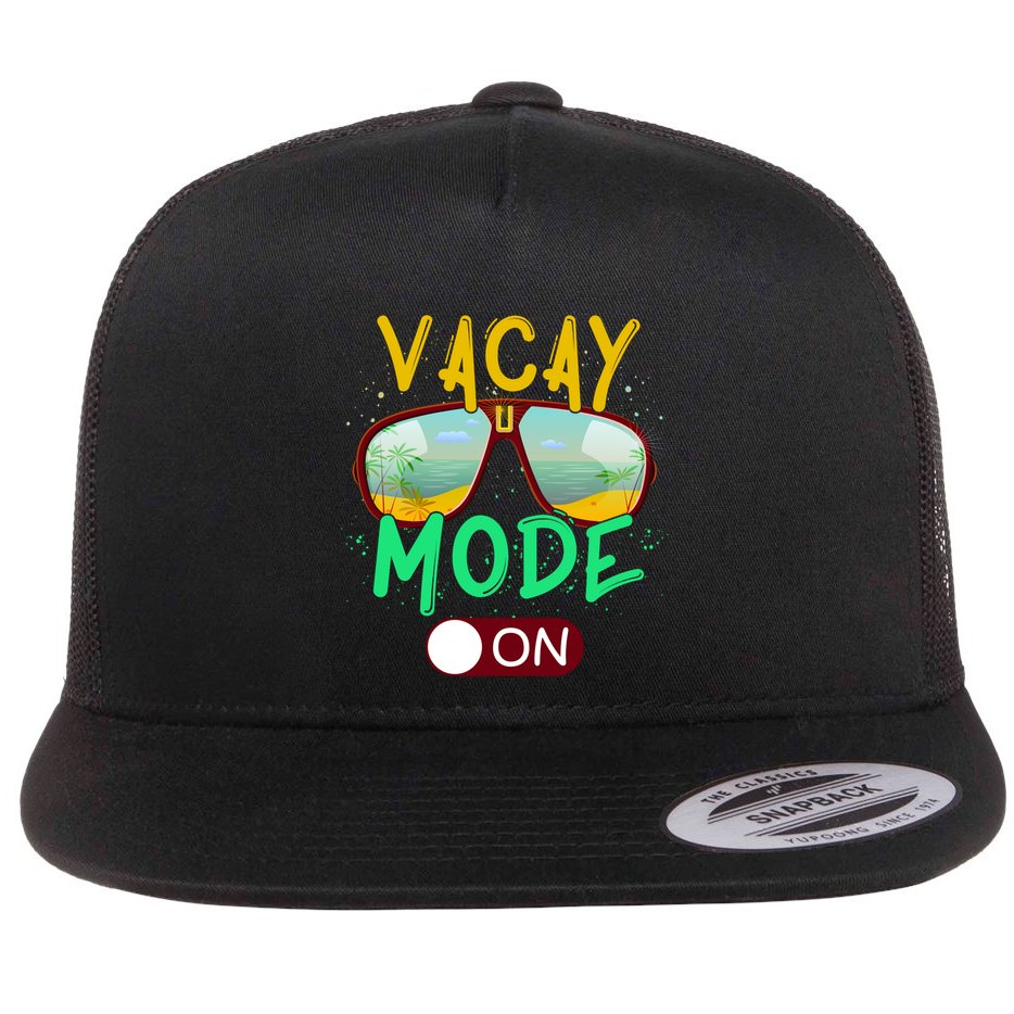 Retro Vacay Mode On Sunglasses Beach Swimming Summer Vibes Great Gift Flat Bill Trucker Hat