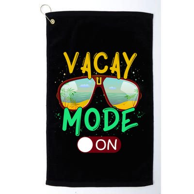 Retro Vacay Mode On Sunglasses Beach Swimming Summer Vibes Great Gift Golf Towel