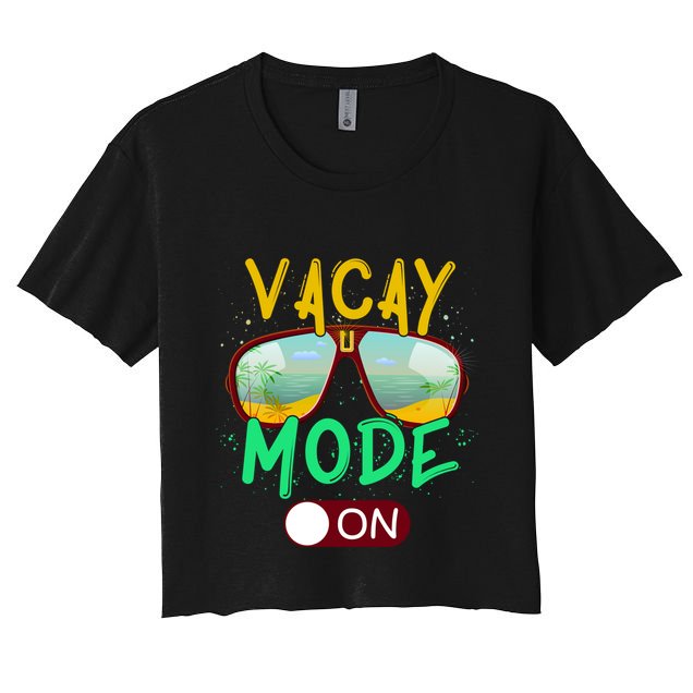 Retro Vacay Mode On Sunglasses Beach Swimming Summer Vibes Great Gift Crop Top