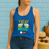 Retro Vacay Mode On Sunglasses Beach Swimming Summer Vibes Great Gift Womens Tank Top