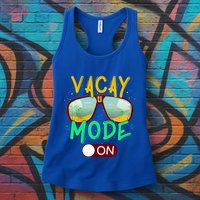 Retro Vacay Mode On Sunglasses Beach Swimming Summer Vibes Great Gift Womens Tank Top