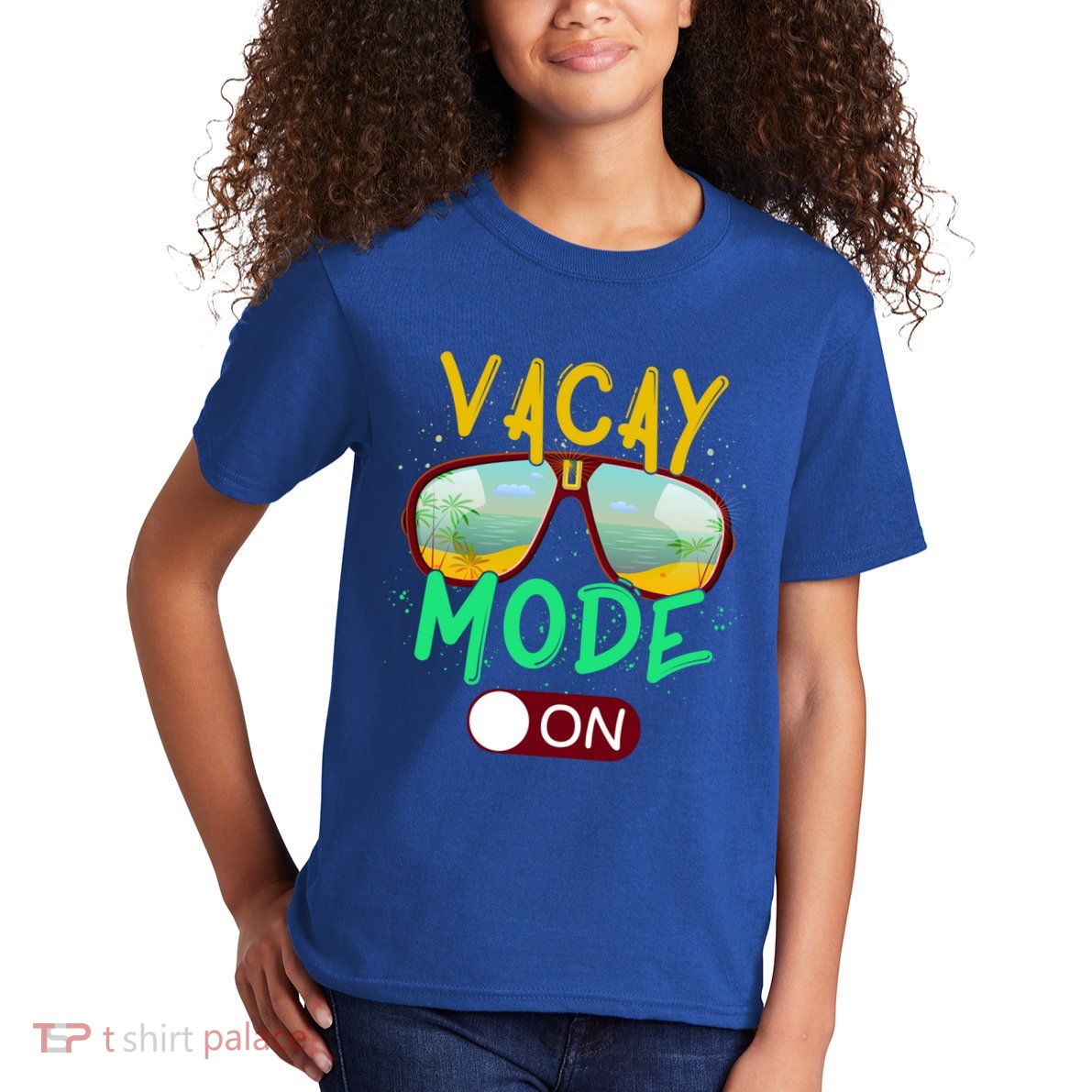 Retro Vacay Mode On Sunglasses Beach Swimming Summer Vibes Great Gift Kids T-Shirt