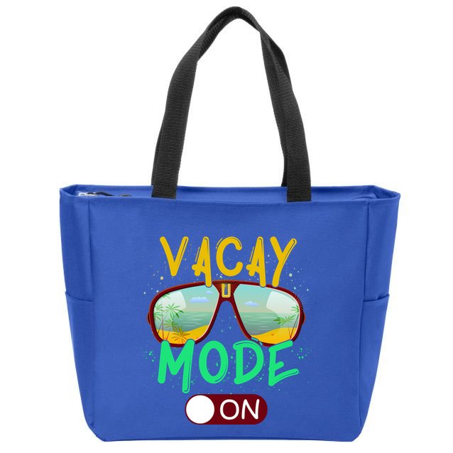 Retro Vacay Mode On Sunglasses Beach Swimming Summer Vibes Great Gift Zip Tote Bag