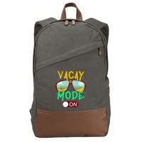 Retro Vacay Mode On Sunglasses Beach Swimming Summer Vibes Great Gift Cotton Canvas Backpack