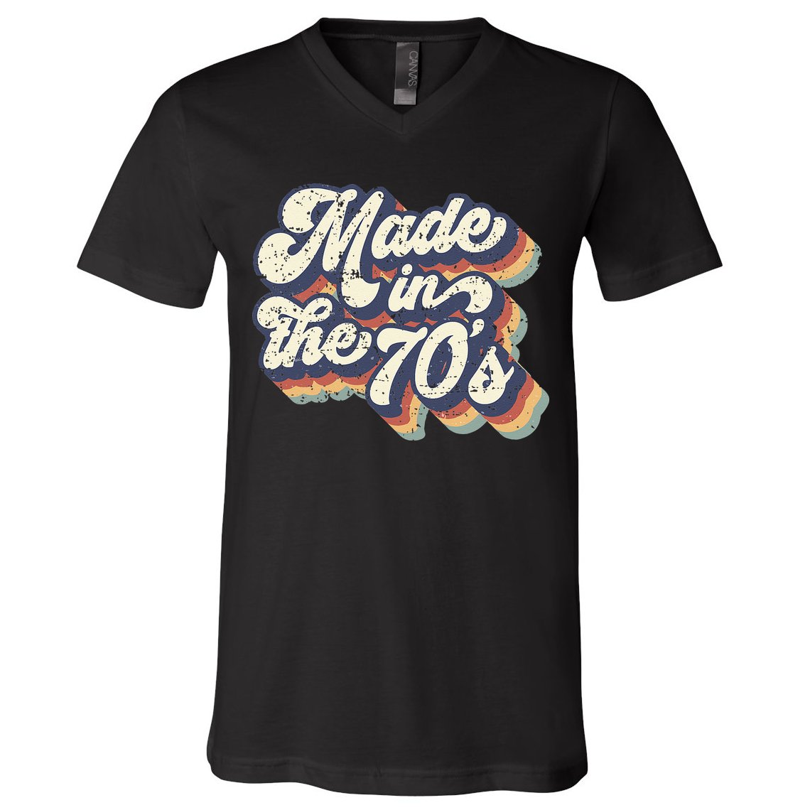 Retro Vintage Made In The 70s 1970s Born Birthday Day Gift V-Neck T-Shirt