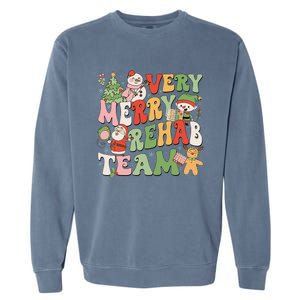 Retro Very Merry Rehab Team Xmas Therapy Squad Slp Ot Pt Garment-Dyed Sweatshirt