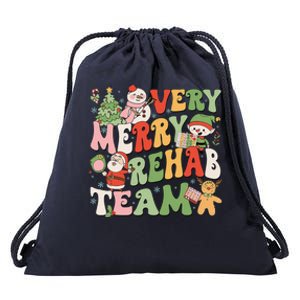 Retro Very Merry Rehab Team Xmas Therapy Squad Slp Ot Pt Drawstring Bag