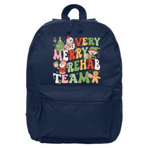 Retro Very Merry Rehab Team Xmas Therapy Squad Slp Ot Pt 16 in Basic Backpack