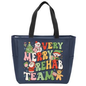 Retro Very Merry Rehab Team Xmas Therapy Squad Slp Ot Pt Zip Tote Bag