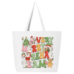 Retro Very Merry Rehab Team Xmas Therapy Squad Slp Ot Pt 25L Jumbo Tote