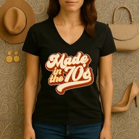 Retro Vintage Maded In The 70s 1970s Women's V-Neck T-Shirt