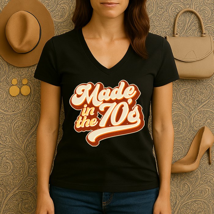 Retro Vintage Maded In The 70s 1970s Women's V-Neck T-Shirt