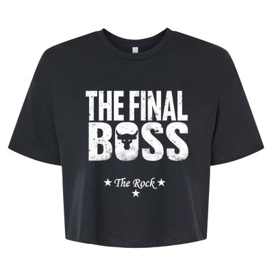 Rock Vintage Music Boss Final White Design Fun Music Lover Bella+Canvas Jersey Crop Tee