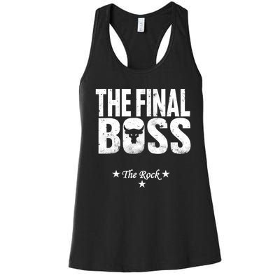 Rock Vintage Music Boss Final White Design Fun Music Lover Women's Racerback Tank