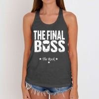 Rock Vintage Music Boss Final White Design Fun Music Lover Women's Knotted Racerback Tank