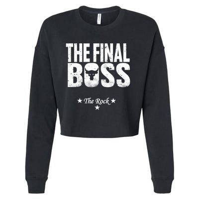 Rock Vintage Music Boss Final White Design Fun Music Lover Cropped Pullover Crew