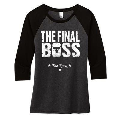 Rock Vintage Music Boss Final White Design Fun Music Lover Women's Tri-Blend 3/4-Sleeve Raglan Shirt