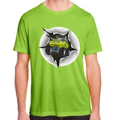 Retro Vintage Monster Truck Crushing Wall Gift Adult ChromaSoft Performance T-Shirt