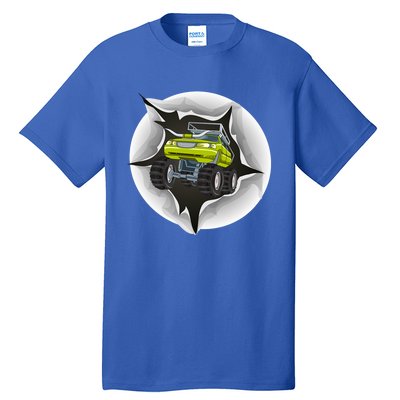 Retro Vintage Monster Truck Crushing Wall Gift Tall T-Shirt