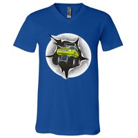 Retro Vintage Monster Truck Crushing Wall Gift V-Neck T-Shirt