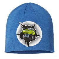 Retro Vintage Monster Truck Crushing Wall Gift Sustainable Beanie