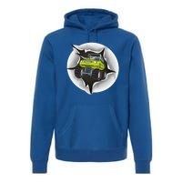 Retro Vintage Monster Truck Crushing Wall Gift Premium Hoodie