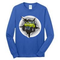 Retro Vintage Monster Truck Crushing Wall Gift Tall Long Sleeve T-Shirt