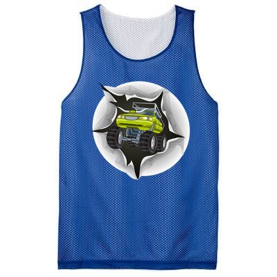 Retro Vintage Monster Truck Crushing Wall Gift Mesh Reversible Basketball Jersey Tank