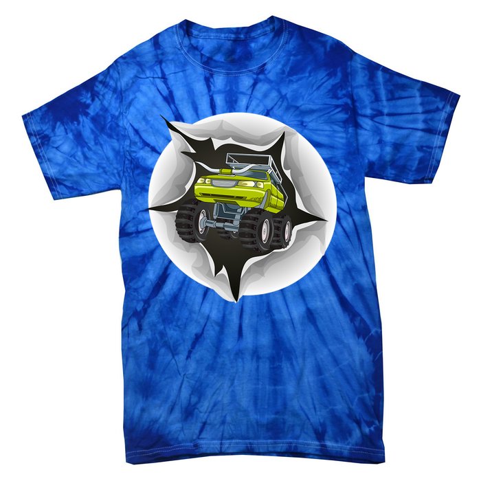 Retro Vintage Monster Truck Crushing Wall Gift Tie-Dye T-Shirt