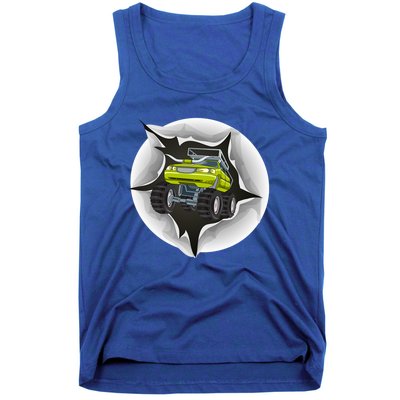 Retro Vintage Monster Truck Crushing Wall Gift Tank Top