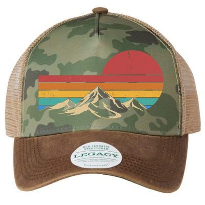 Retro Vintage Mountain Range Sunset Colors Legacy Tie Dye Trucker Hat