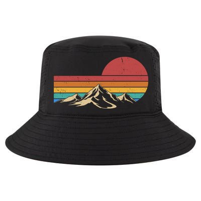 Retro Vintage Mountain Range Sunset Colors Cool Comfort Performance Bucket Hat